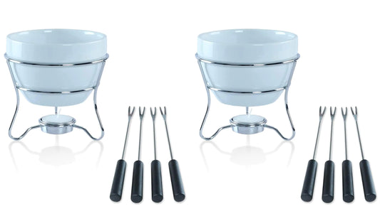 Chocolate Fondue Pot Butter warmer Bowl Set with 4 Dipping Forks & Tea Light Holder – For the Perfect MeltedChocolate & Cheese Serving fondue set valentines day gifts (2)
